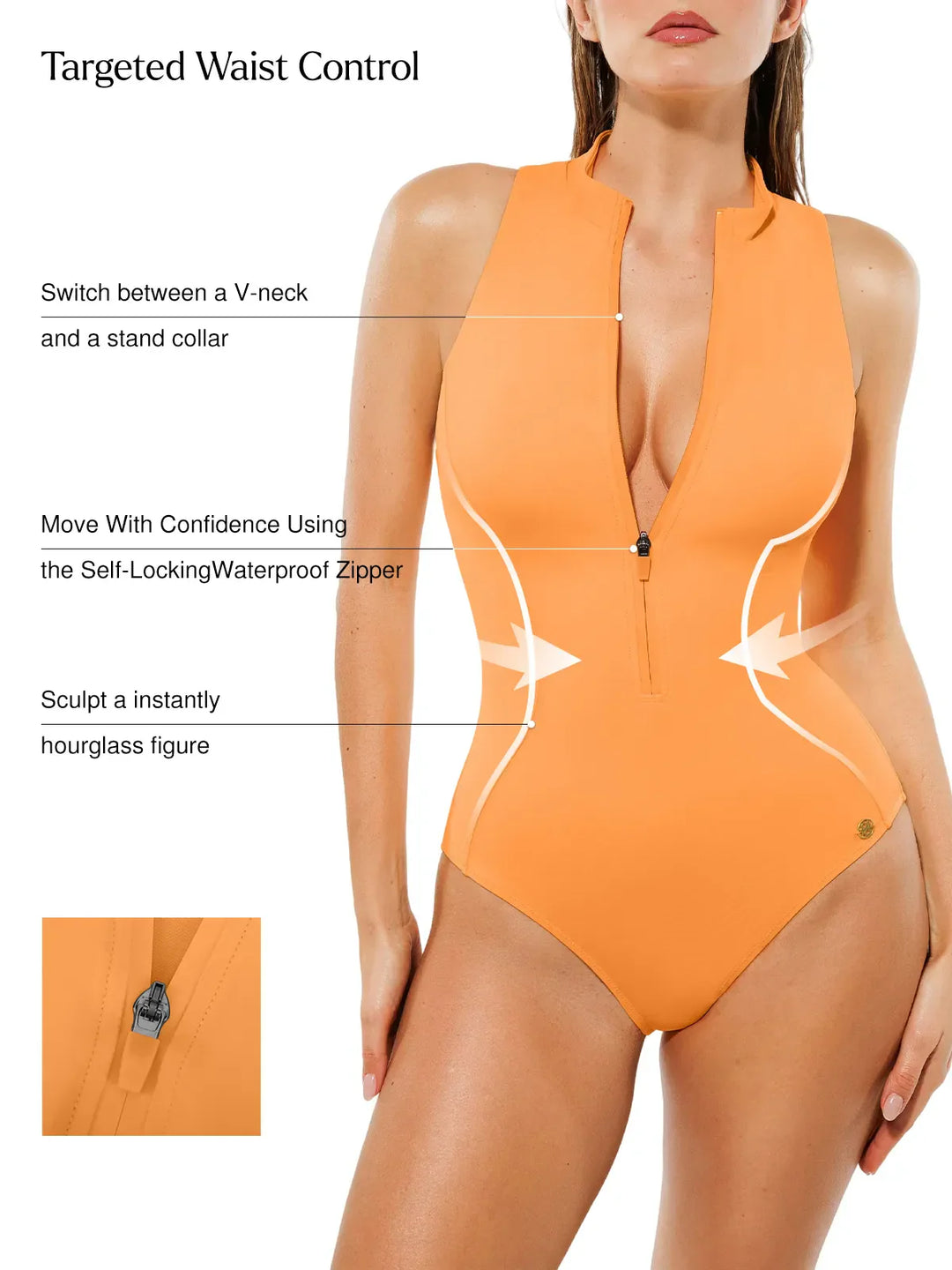 Zip-Front Waist Shaping Swimsuit - Modefluss