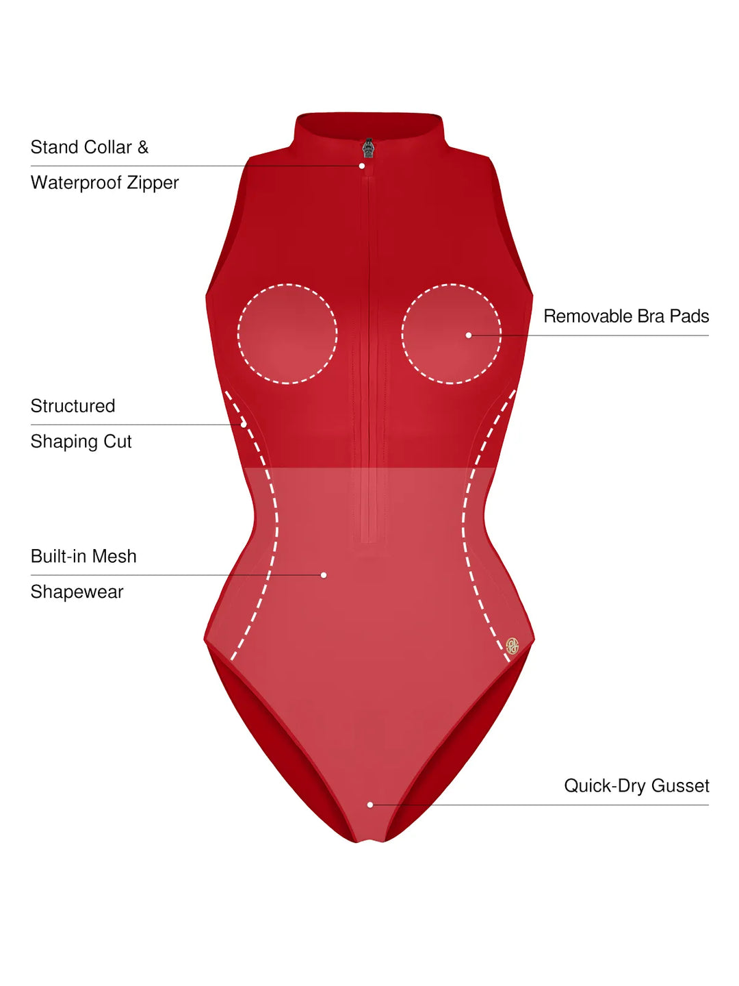 Zip-Front Waist Shaping Swimsuit - Modefluss