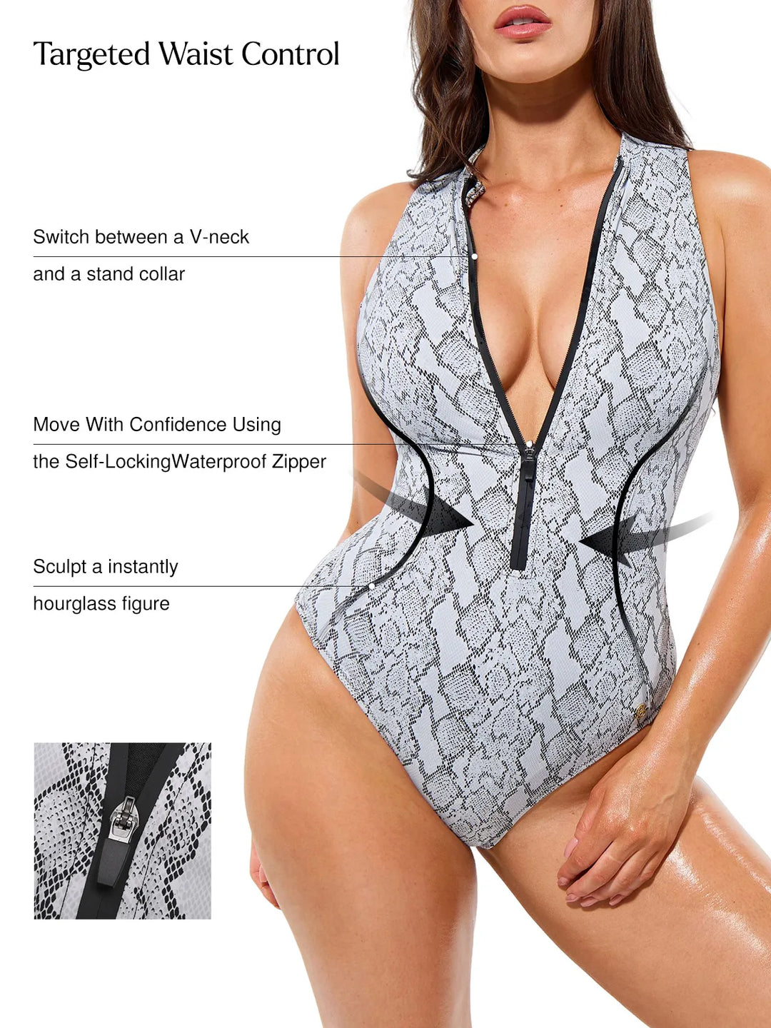 Zip-Front Waist Shaping Swimsuit - Modefluss