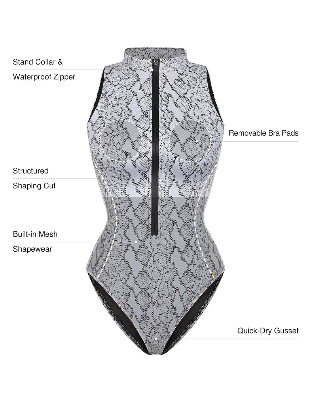 Zip-Front Waist Shaping Swimsuit - Modefluss