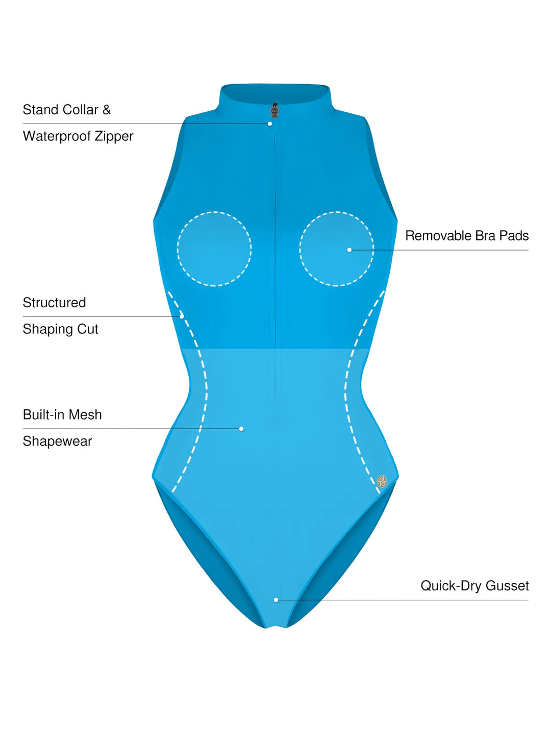 Zip-Front Waist Shaping Swimsuit - Modefluss