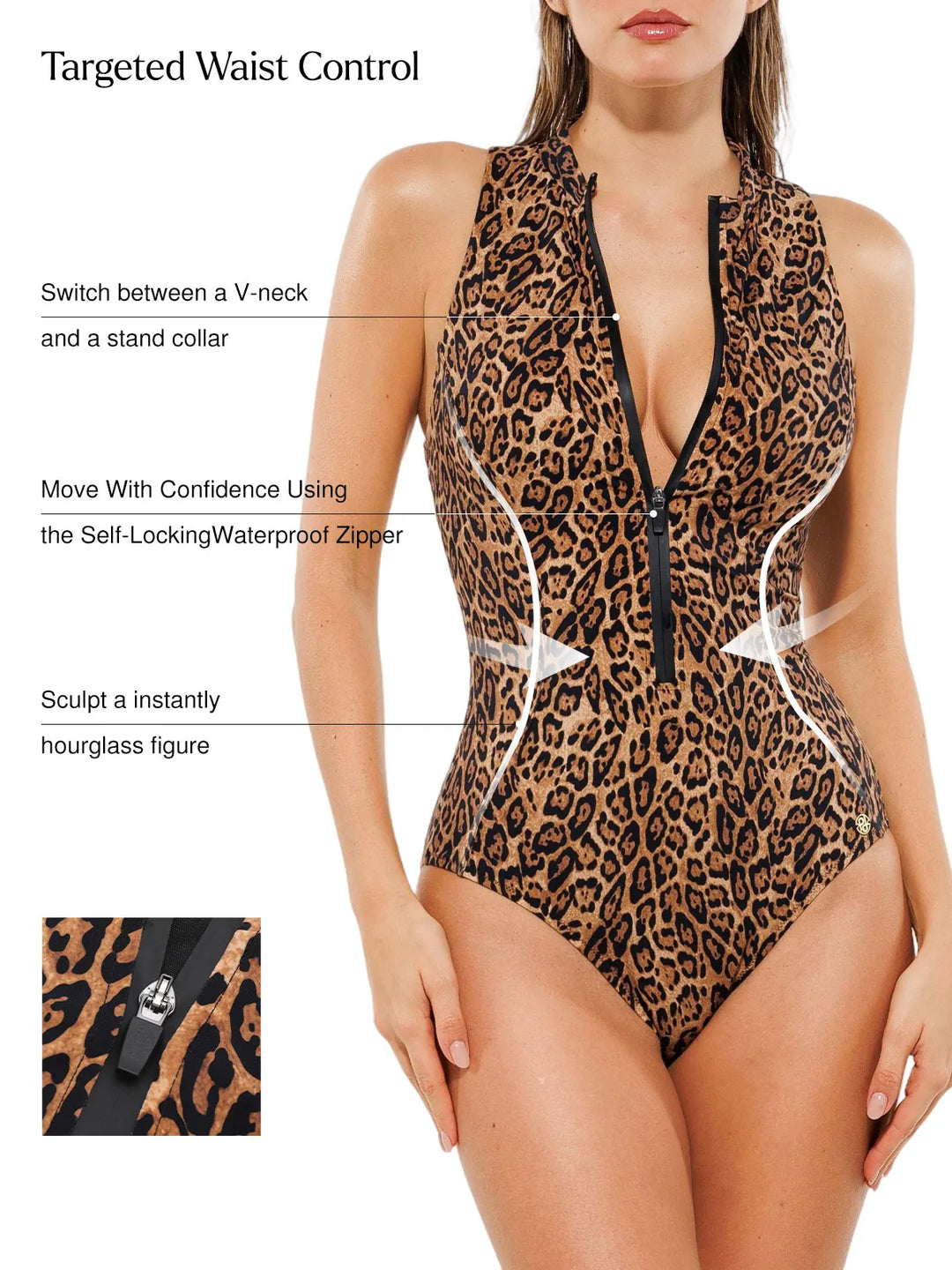 Zip-Front Waist Shaping Swimsuit - Modefluss