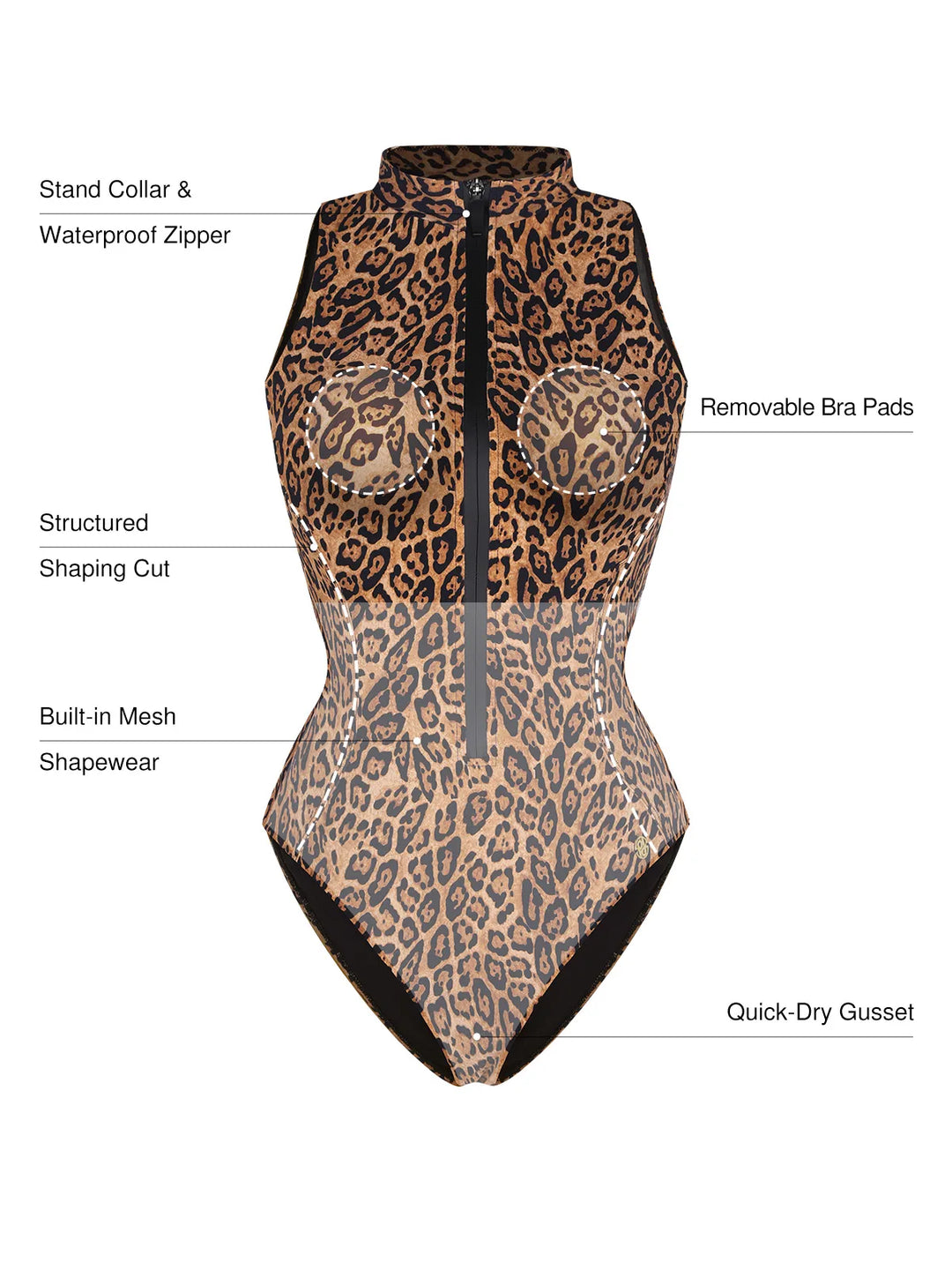 Zip-Front Waist Shaping Swimsuit - Modefluss