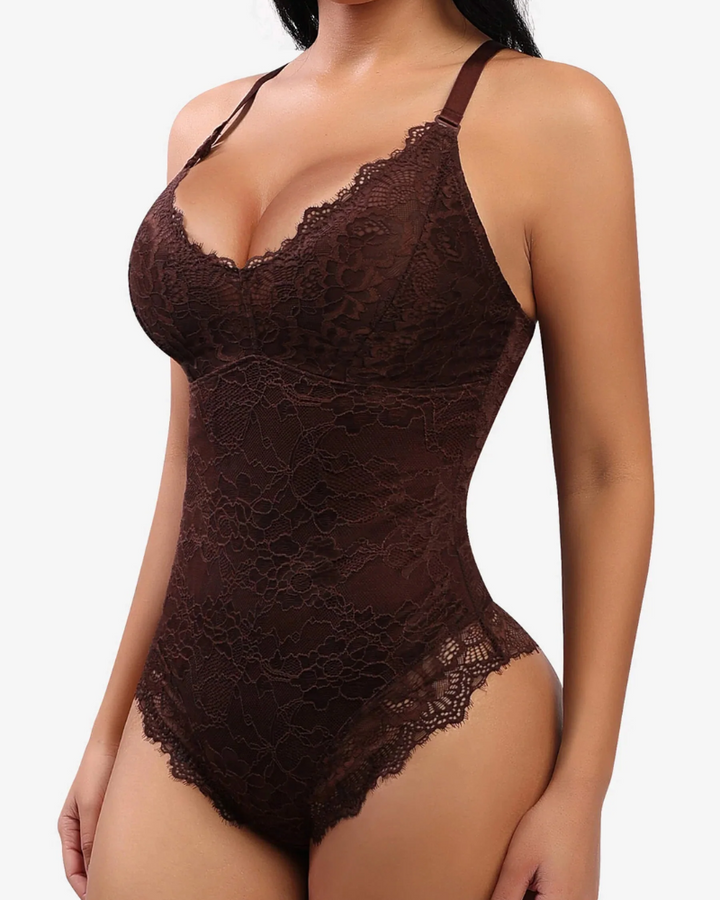 V Neck Sexy Lace Bodysuit Shapewear for Women