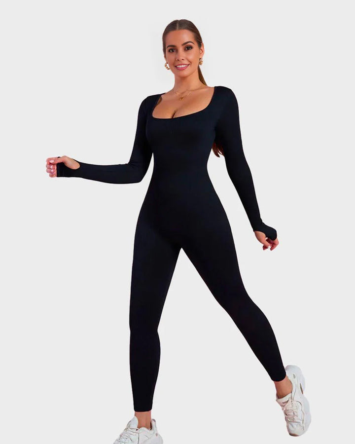 Long Sleeve Square Neck Full Body Shaper Jumpsuit