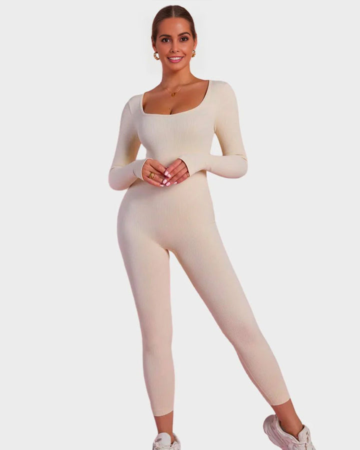 Long Sleeve Square Neck Full Body Shaper Jumpsuit