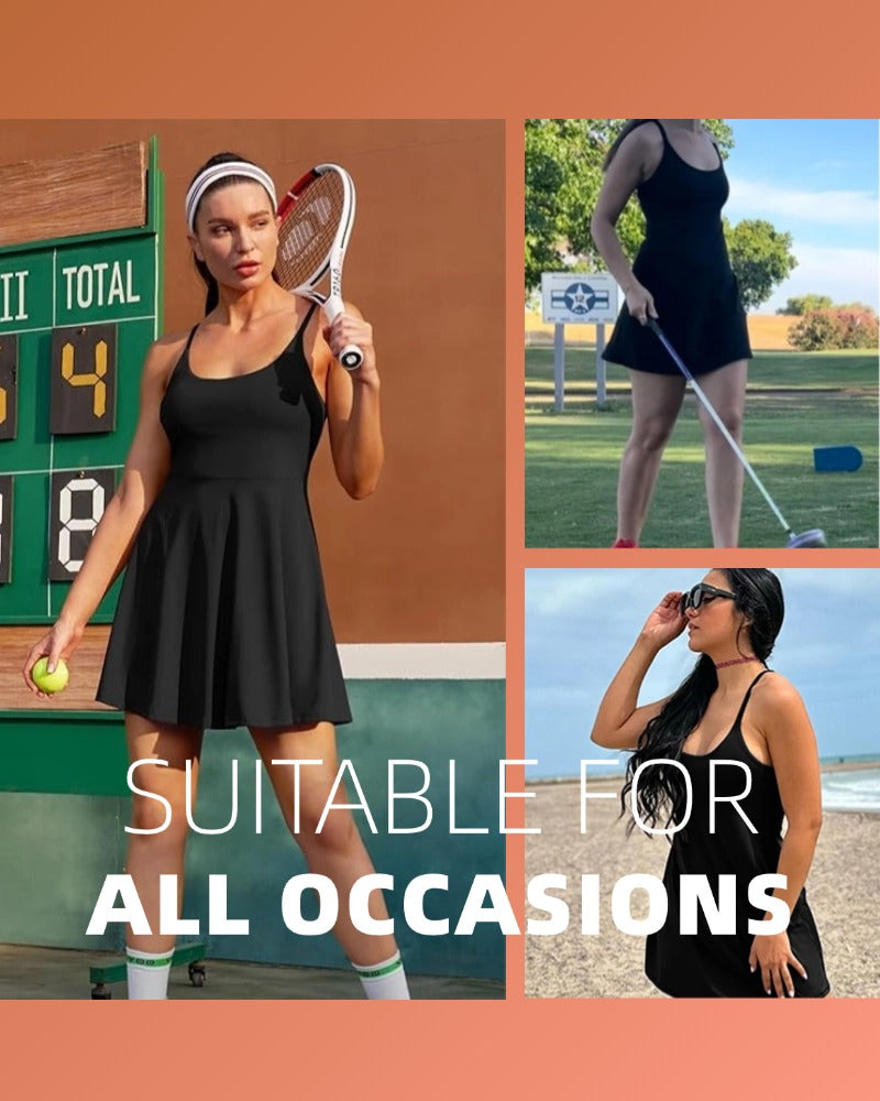 Cross-Back Active Spring Dresses for Women - Easy Peezy, Dresses with Pockets