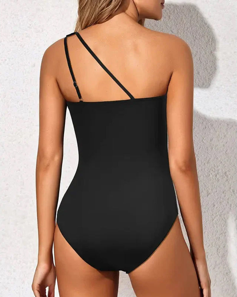 One Shoulder Tummy Control Swimsuit For Women