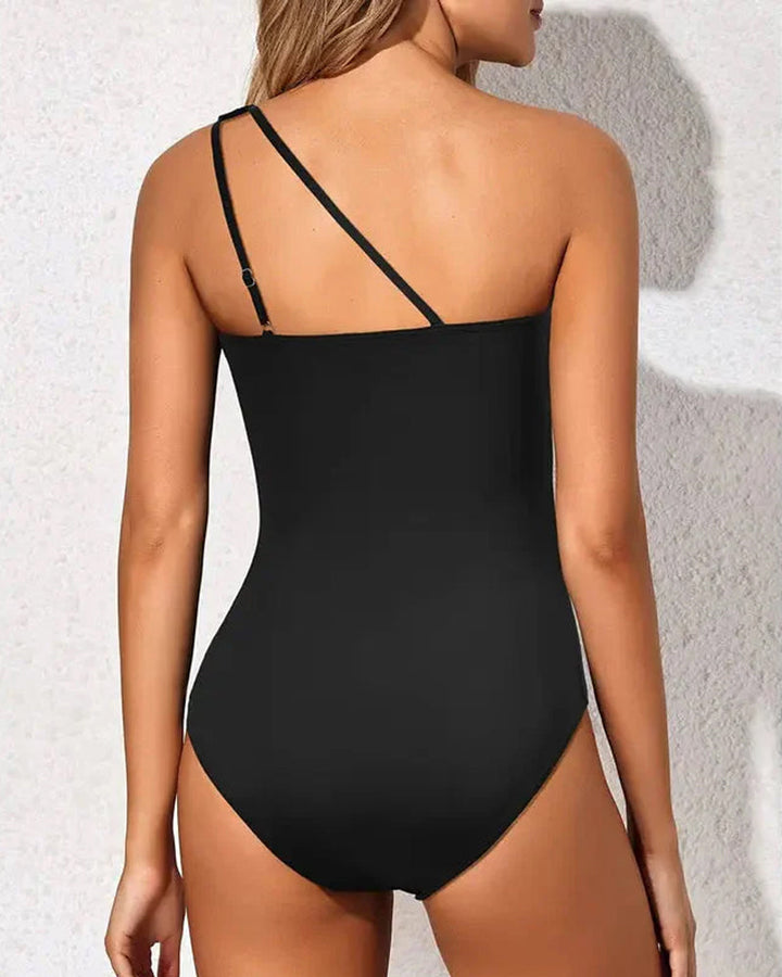 One Shoulder Tummy Control Swimsuit For Women
