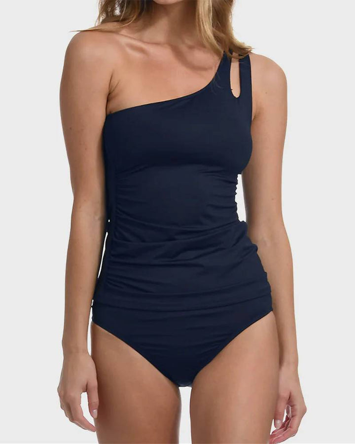 One Shoulder Tummy Control Swimsuit For Women