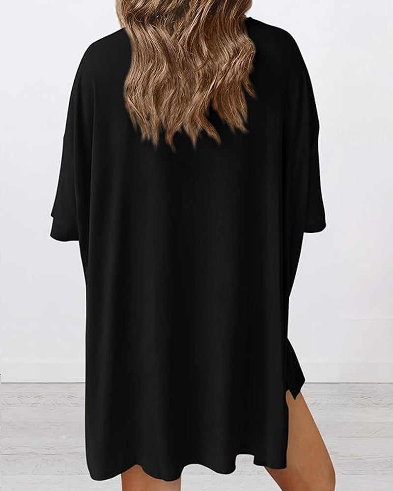 Two Piece Lounge Set Oversized Shirts Biker Shorts Matching Outfit