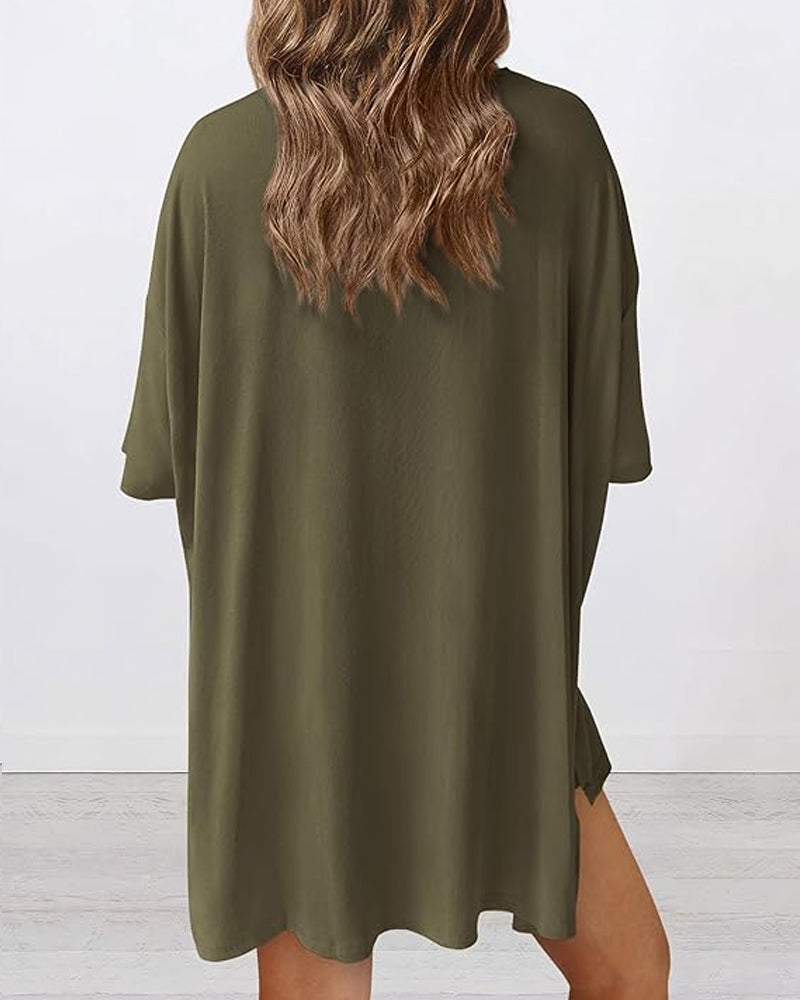 Two Piece Lounge Set Oversized Shirts Biker Shorts Matching Outfit