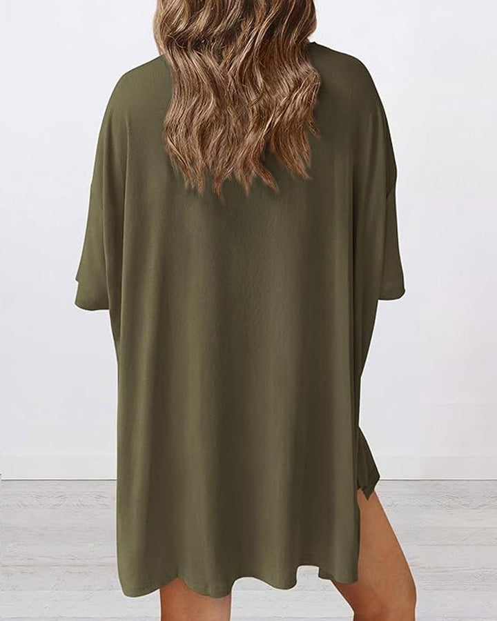 Two Piece Lounge Set Oversized Shirts Biker Shorts Matching Outfit