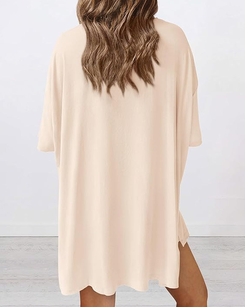 Two Piece Lounge Set Oversized Shirts Biker Shorts Matching Outfit