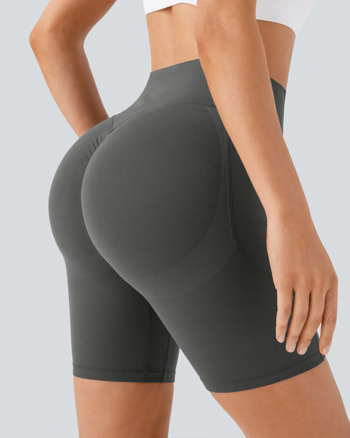 High Waisted Butt Lifting Tummy Control Side Pocket Shaping Training Shorts 7"