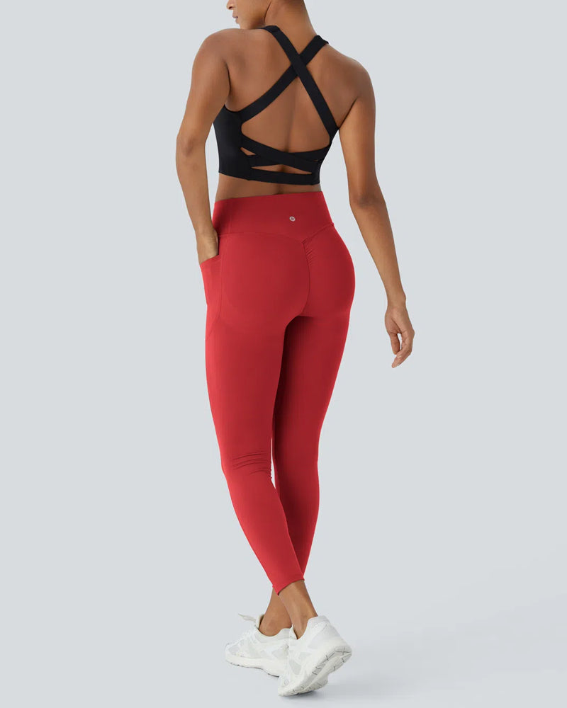 Woobilly High Waisted Butt Lifting Tummy Control Side Pocket Shaping Workout Training Leggings