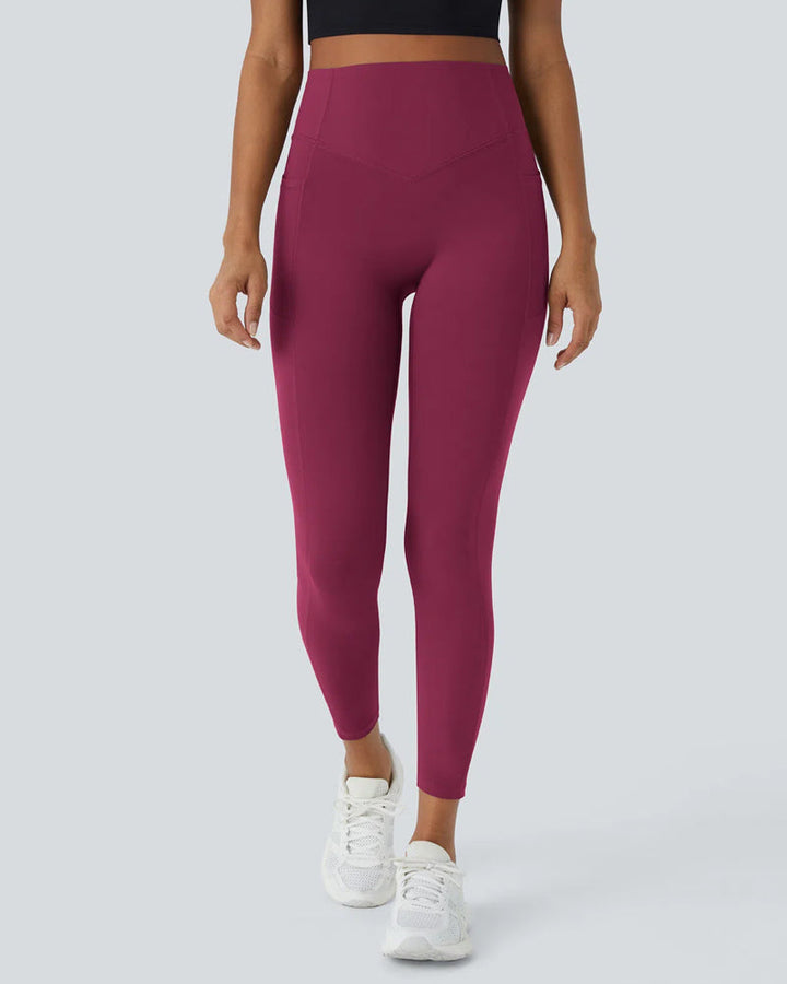 High Waisted Tummy Control Side Pocket Shaping Training Capri Leggings
