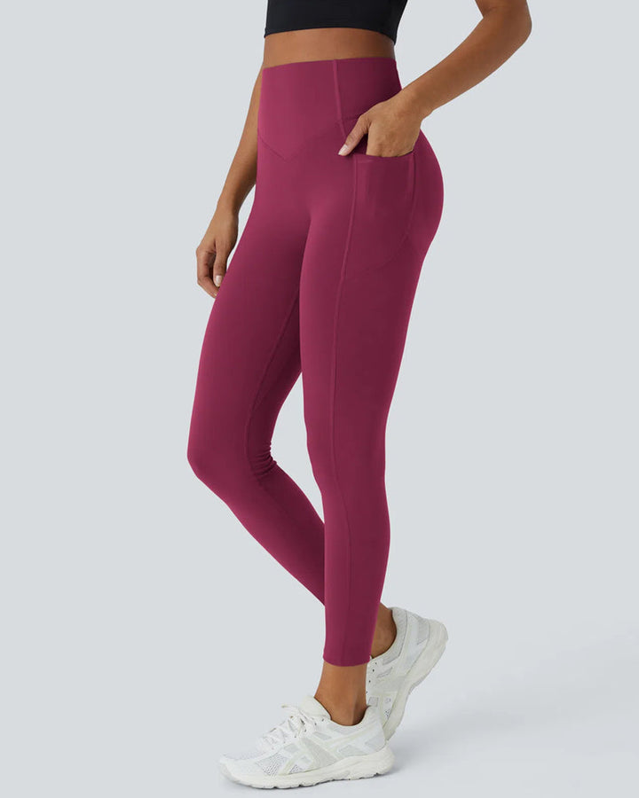 High Waisted Tummy Control Side Pocket Shaping Training Capri Leggings