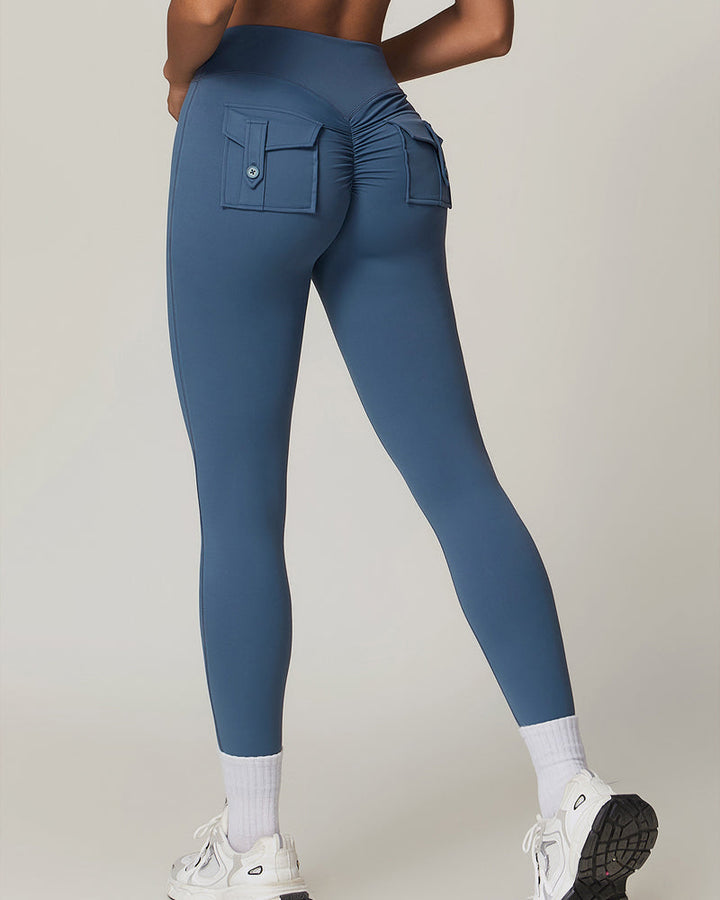 Y2K Wide Waistband High Stretch Pocket Cargo Butt Lifting Workout Quick Drying Leggings