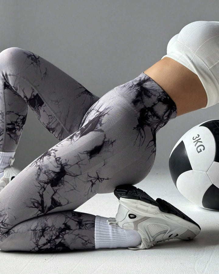 Modefluss Tie Dye Wide Waistband Sports Leggings