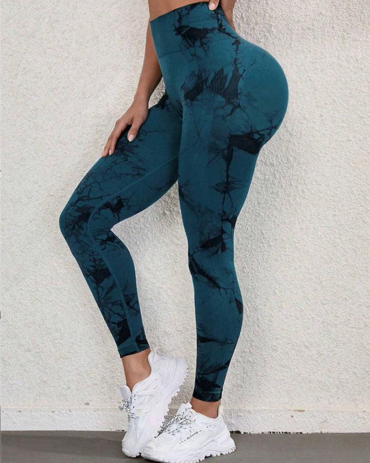Modefluss Tie Dye Wide Waistband Sports Leggings