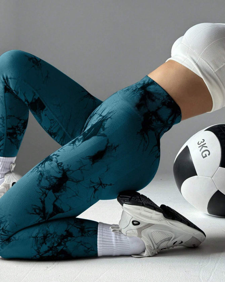 Modefluss Tie Dye Wide Waistband Sports Leggings