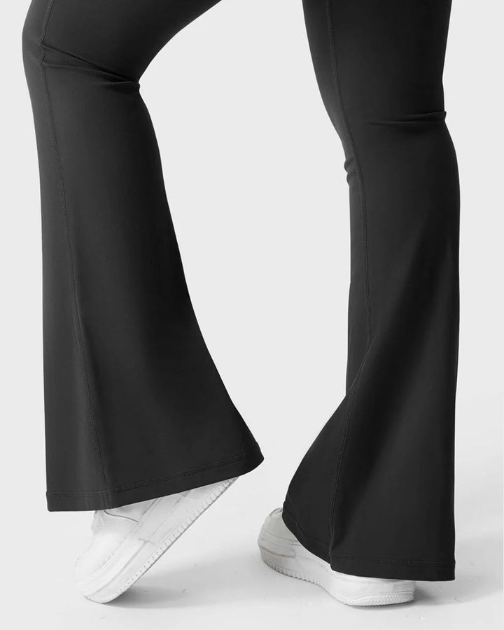Flared Leggings With Pockets Butt Lifting Exercise Pants