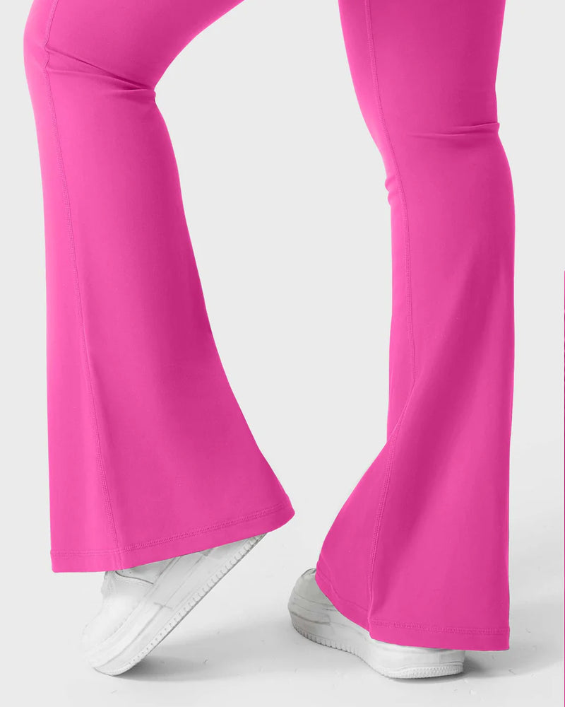 Flared Leggings With Pockets Butt Lifting Exercise Pants
