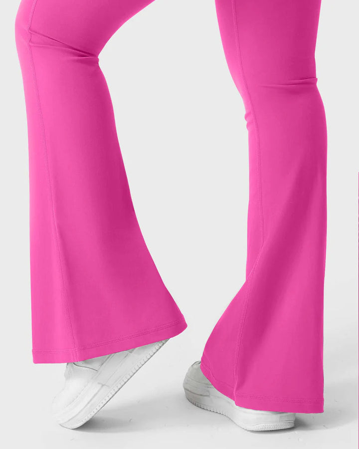 Flared Leggings With Pockets Butt Lifting Exercise Pants