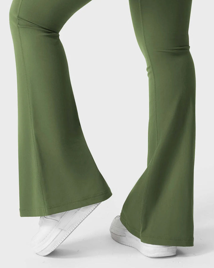 Flared Leggings With Pockets Butt Lifting Exercise Pants