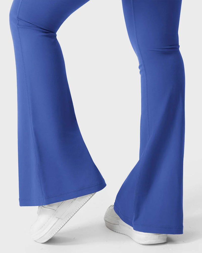 Flared Leggings With Pockets Butt Lifting Exercise Pants