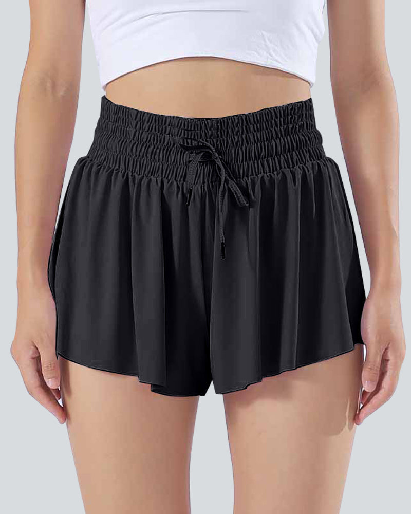 High Waisted 2-in-1 Side Pocket Quick Dry Workout Shorts for Women