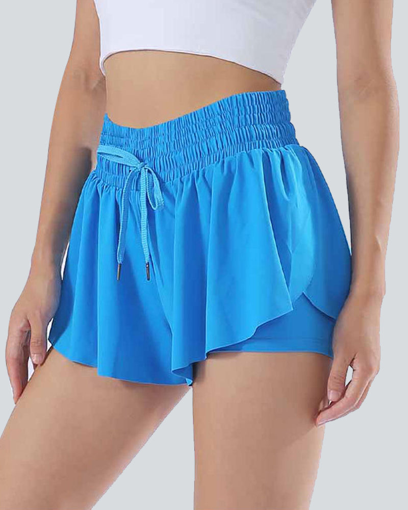 High Waisted 2-in-1 Side Pocket Quick Dry Workout Shorts for Women