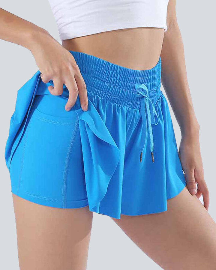 High Waisted 2-in-1 Side Pocket Quick Dry Workout Shorts for Women