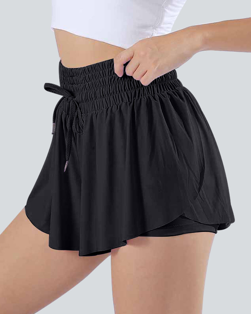 High Waisted 2-in-1 Side Pocket Quick Dry Workout Shorts for Women