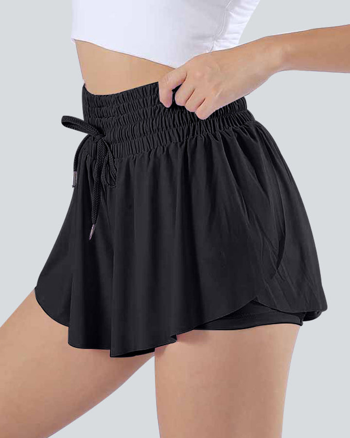 High Waisted 2-in-1 Side Pocket Quick Dry Workout Shorts for Women