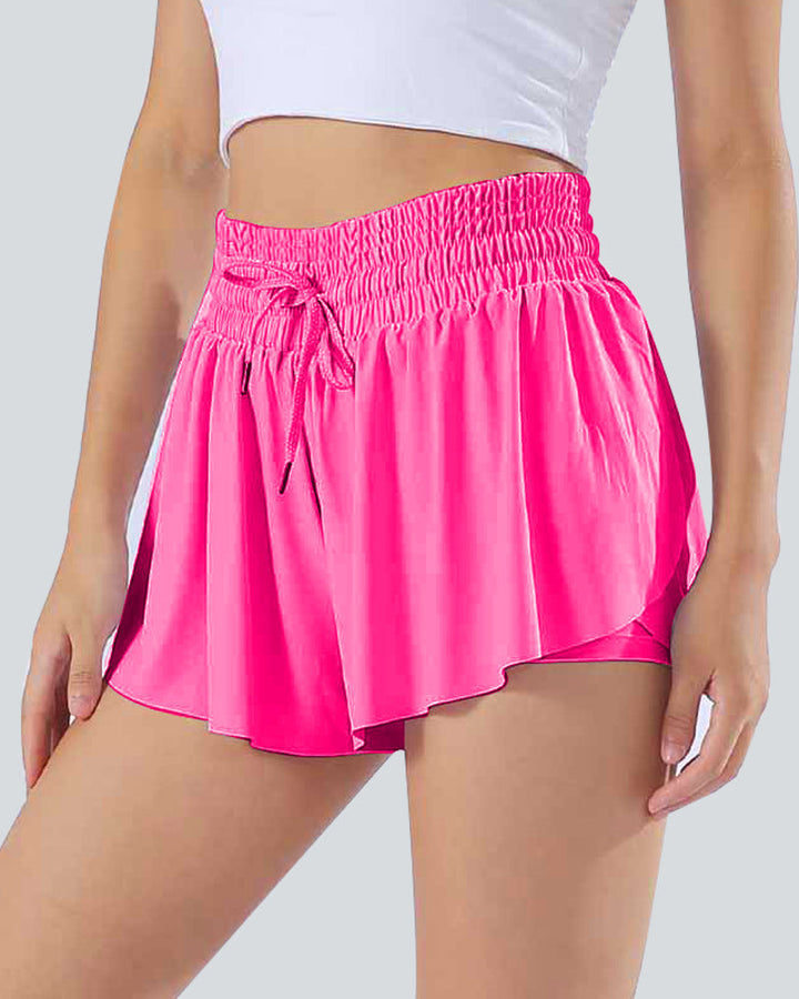 High Waisted 2-in-1 Side Pocket Quick Dry Workout Shorts for Women