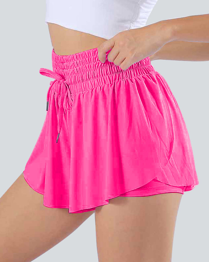 High Waisted 2-in-1 Side Pocket Quick Dry Workout Shorts for Women