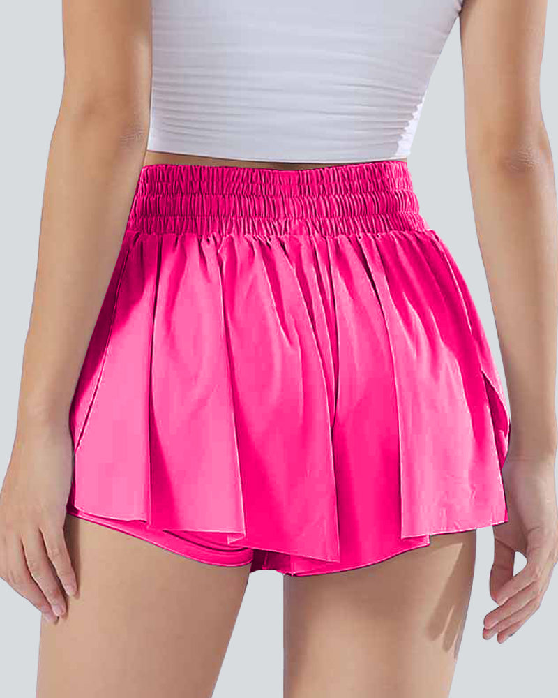High Waisted 2-in-1 Side Pocket Quick Dry Workout Shorts for Women