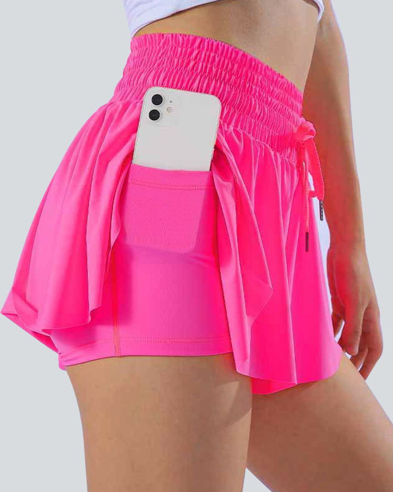 High Waisted 2-in-1 Side Pocket Quick Dry Workout Shorts for Women
