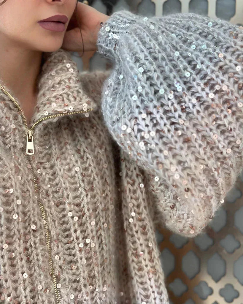 Sophie™ - Eleganter glitzernder Seiden-Cardigan - Modefluss