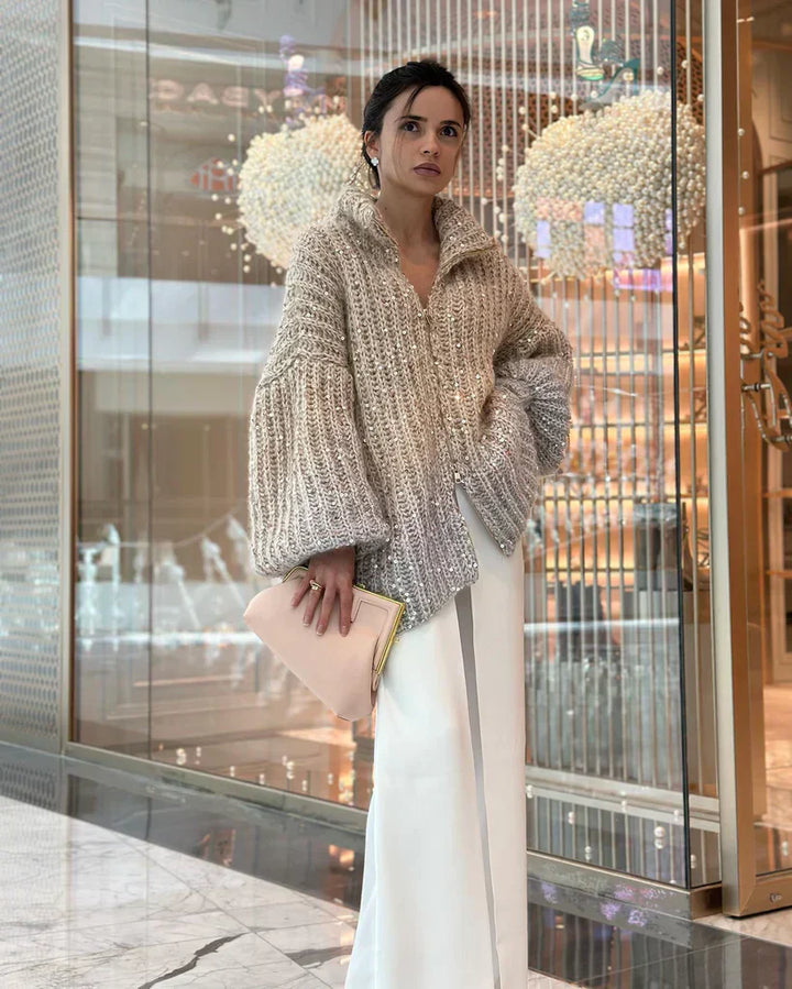 Sophie™ - Eleganter glitzernder Seiden-Cardigan - Modefluss