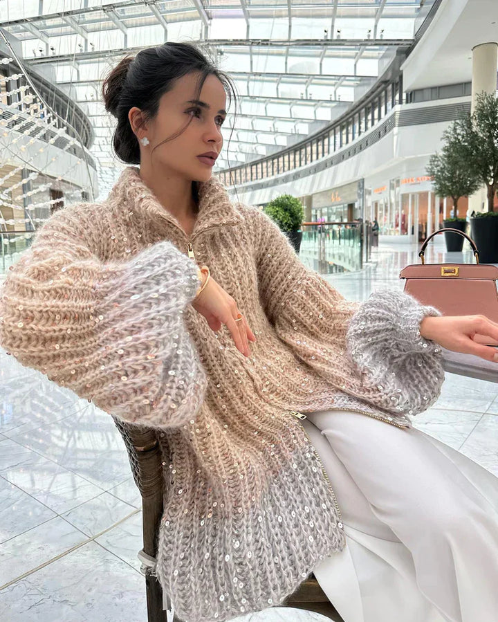 Sophie™ - Eleganter glitzernder Seiden-Cardigan - Modefluss
