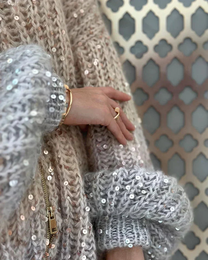 Sophie™ - Eleganter glitzernder Seiden-Cardigan - Modefluss