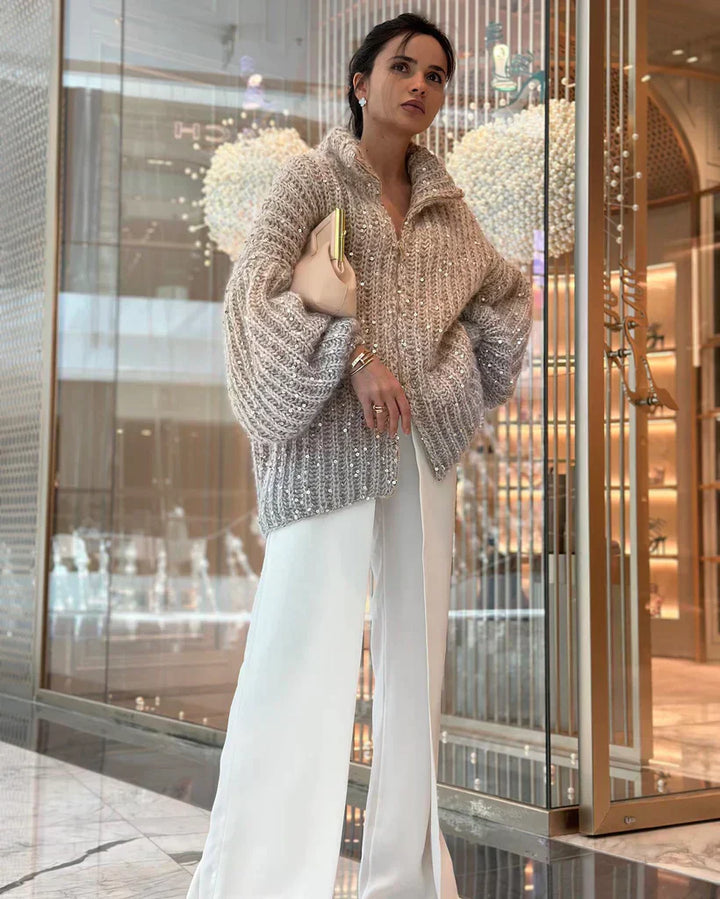 Sophie™ - Eleganter glitzernder Seiden-Cardigan - Modefluss